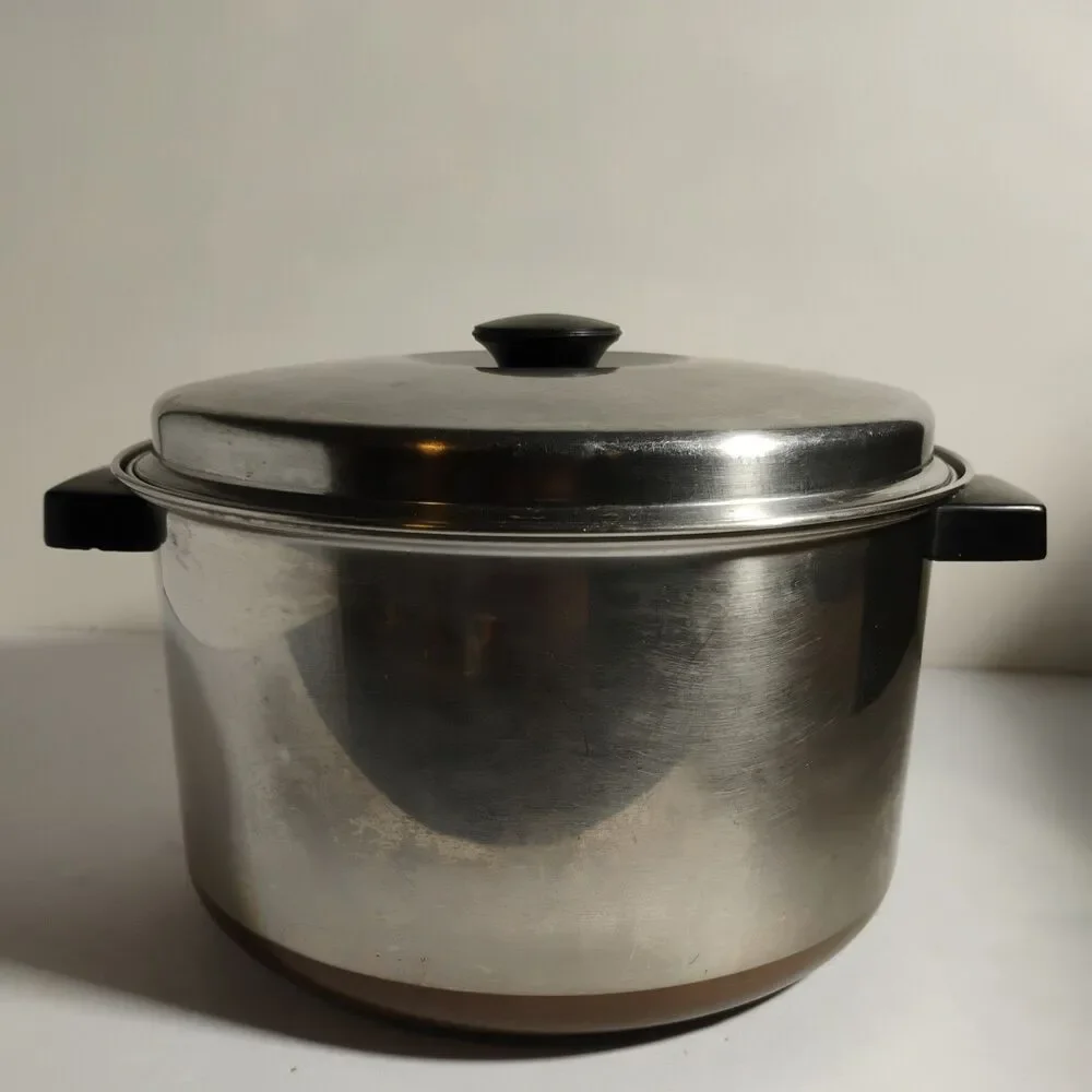 Vintage Eckoware Thick Copper Bottom 5qt Stock Pot  W/Lid  Chicago/39  USA